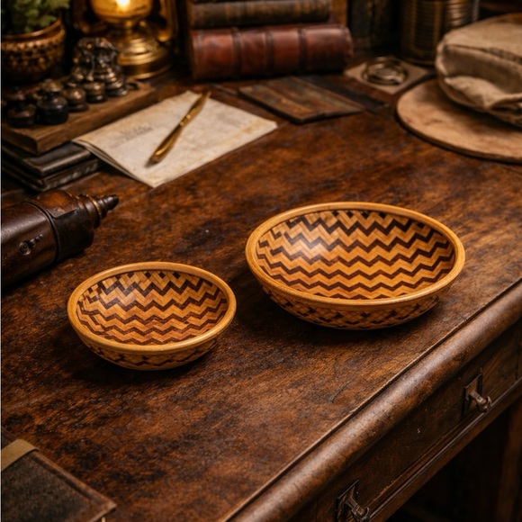 No Label Other - Chevron Pattern Woven Rattan Baskets (set of 2)